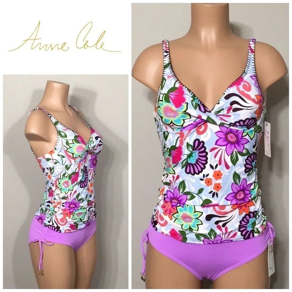 Anne Cole floral lilac tankini set. 32/34-S. NWT